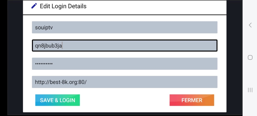 modifier les informations de code IPTV