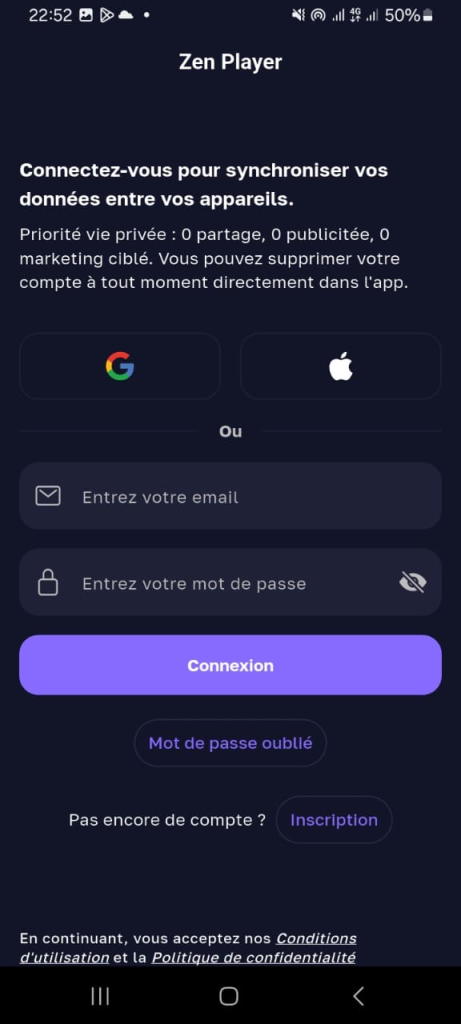 lier l’application IPTV à adresse e-mail