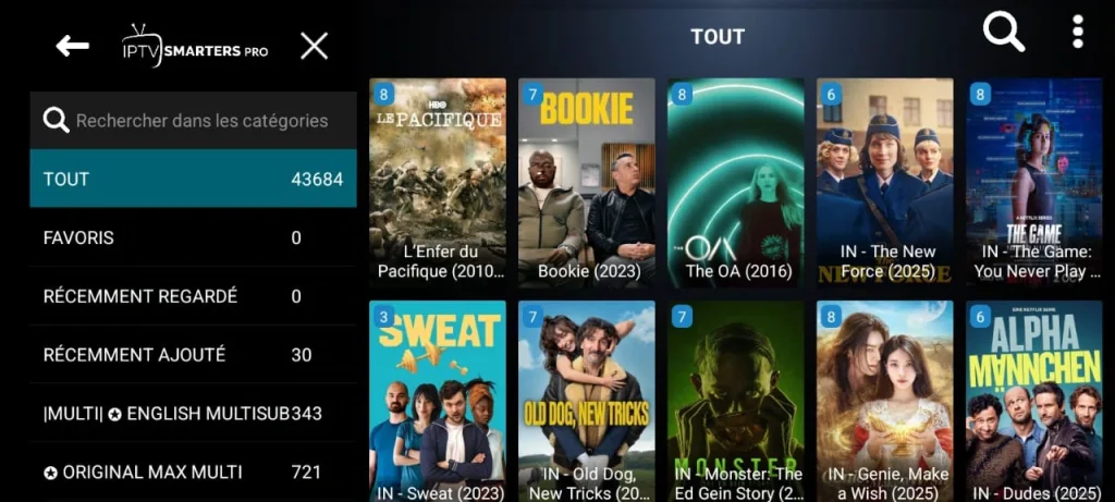 programmes, films, contenus IPTV